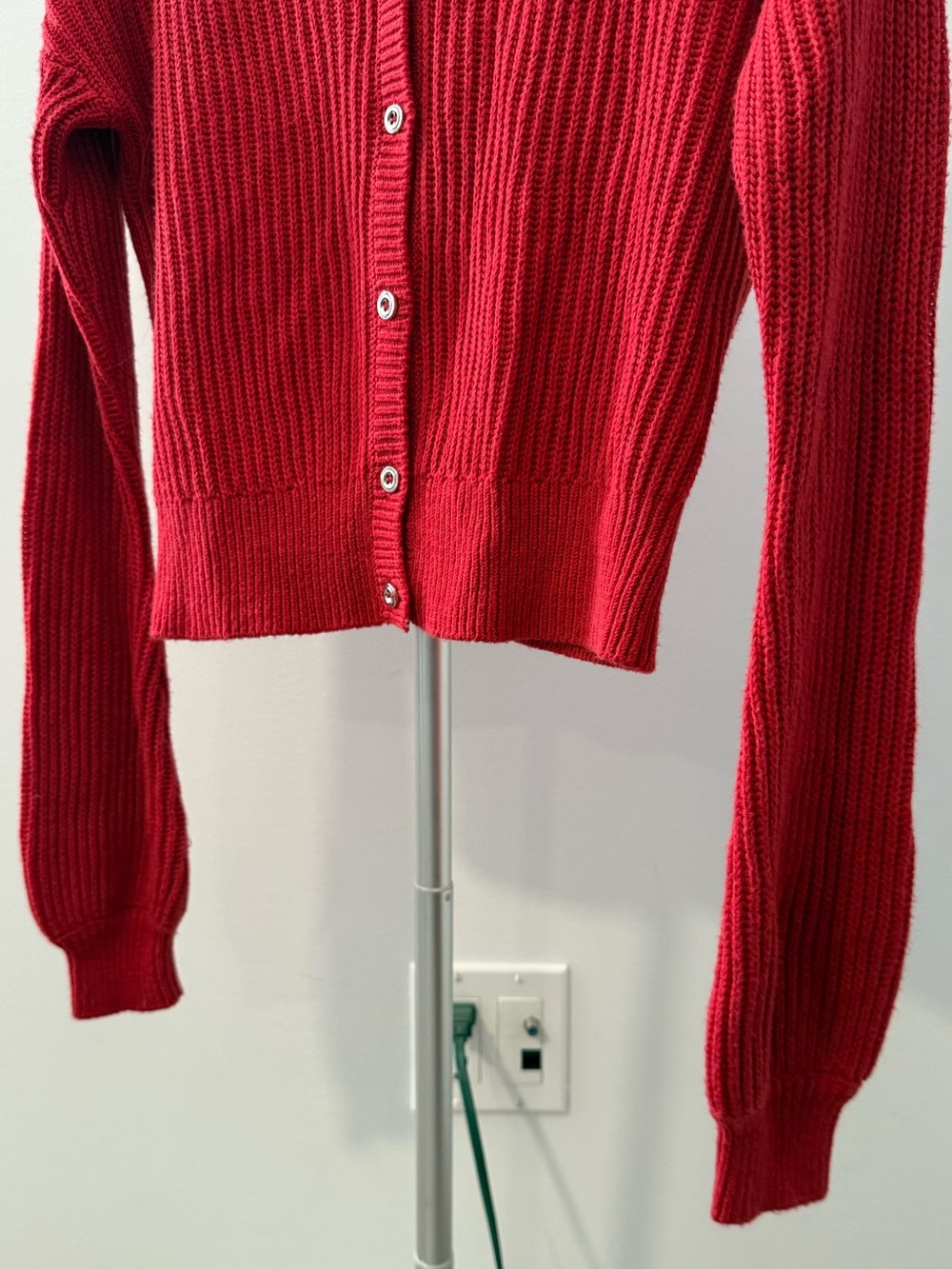 GUESS Bright Red Ribbed Button-Front Cardigan - Picture 5 of 6